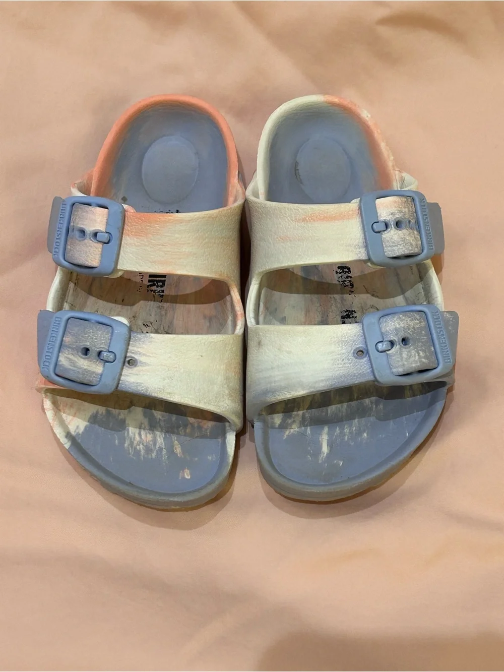 Birkenstock Arizona Essentials Sandals EVA Multi Coral Blue - Girls Size 8